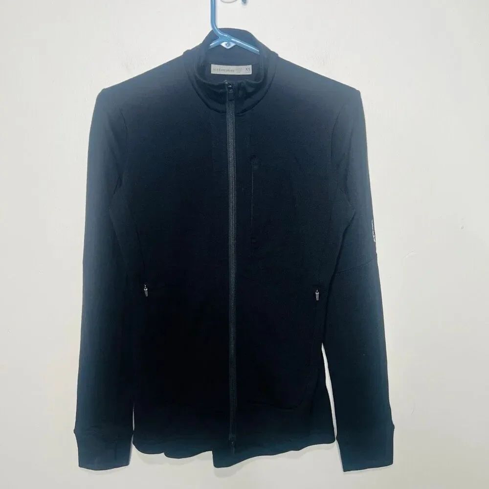 Icebreaker Black Women's Merino 260 Quantum Long Sleeve Zip Jacket Sz XS